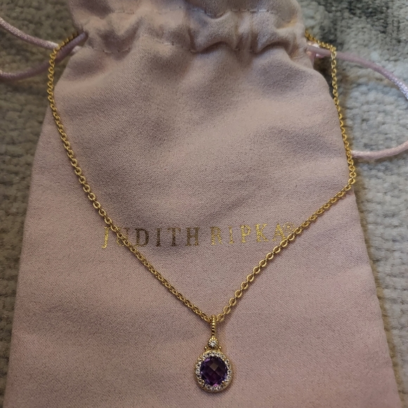 NWT 14K Gold 2 carat Amethyst & White Topaz Pendant Necklace - Picture 5 of 8